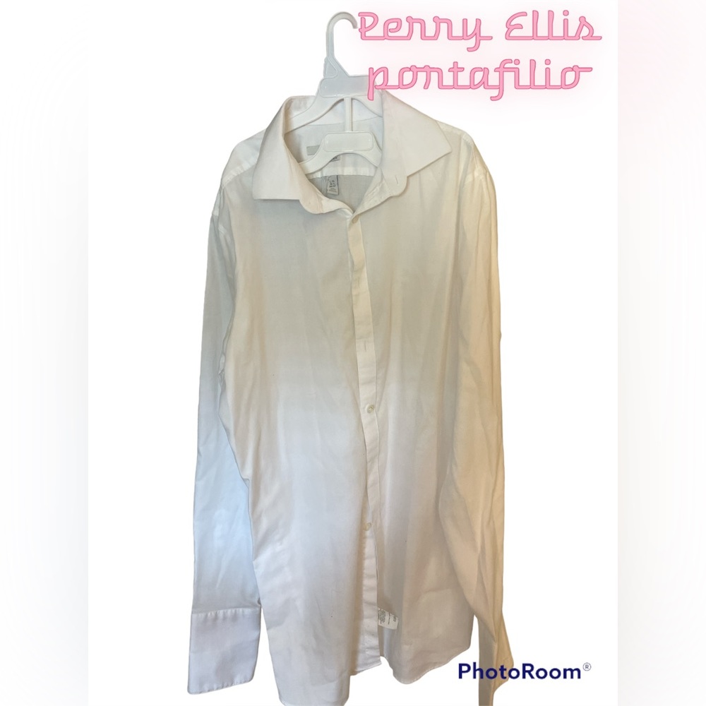 Perry Ellis shirt white shirt size L ( portafolio)